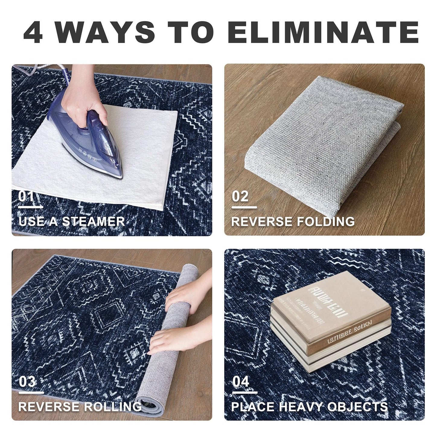 KILOCOCO Boho Entryway Rug 2x3 Printed Small Area Rug Indoor Door Mat Machine Washable Kitchen Rugs Super Soft Non Slip Throw Rugs for Bedroom Entrance Geometric Laundry Room, Dark Blue