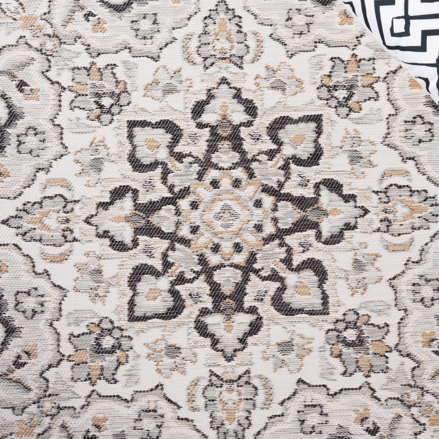 SAFAVIEH Washable Rug Outdoor Sunrise Collection - 5'3" x 7'7", Grey & Beige Black, Non-Shedding & Easy to Clean, Ideal for Patio, Backyard, Mudroom (SUN696F)