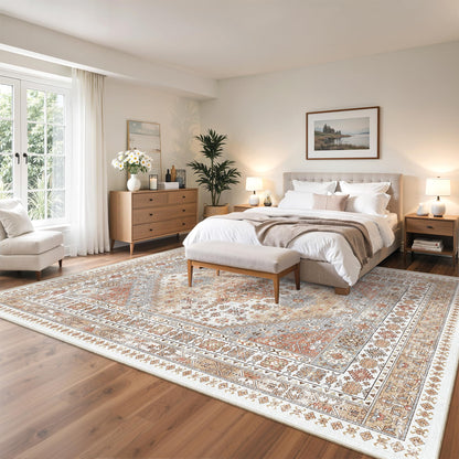 zesthome 10x14 Area Rugs,Stain Resistant Washable Rug,Ultra-Thin Rugs for Living Room,Bedroom,Non-Slip Backing Home Decor Large Area Rug (Orange,10'x14')