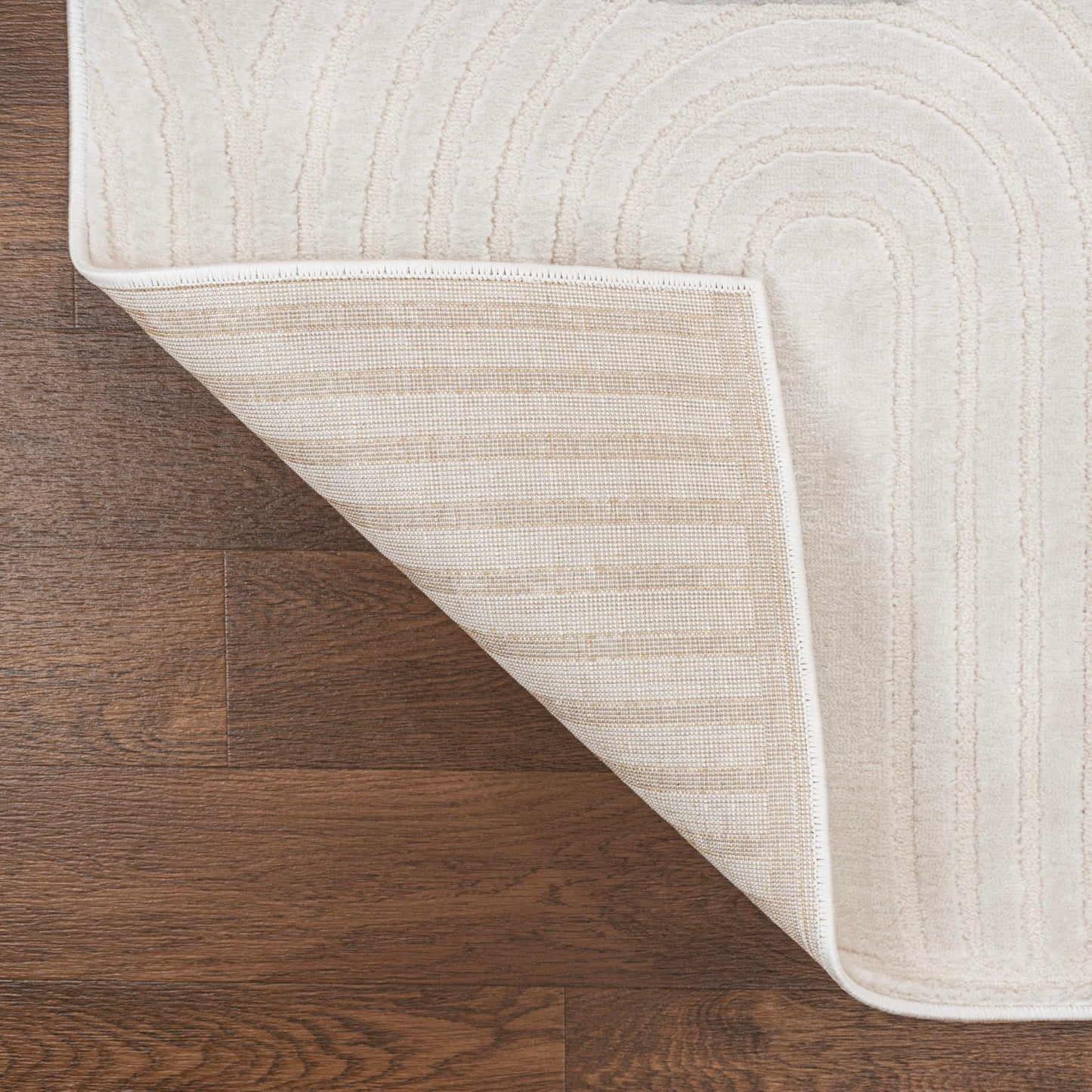 JONATHAN Y Art Deco Striped Arches Runner Rug 2X8 White/Cream, Ariana MidCentury High-Low Two-Tone for Living Room, Bedroom, Kitchen, Easy-Cleaning, Pet-Friendly, Non-Shedding SND100B-28