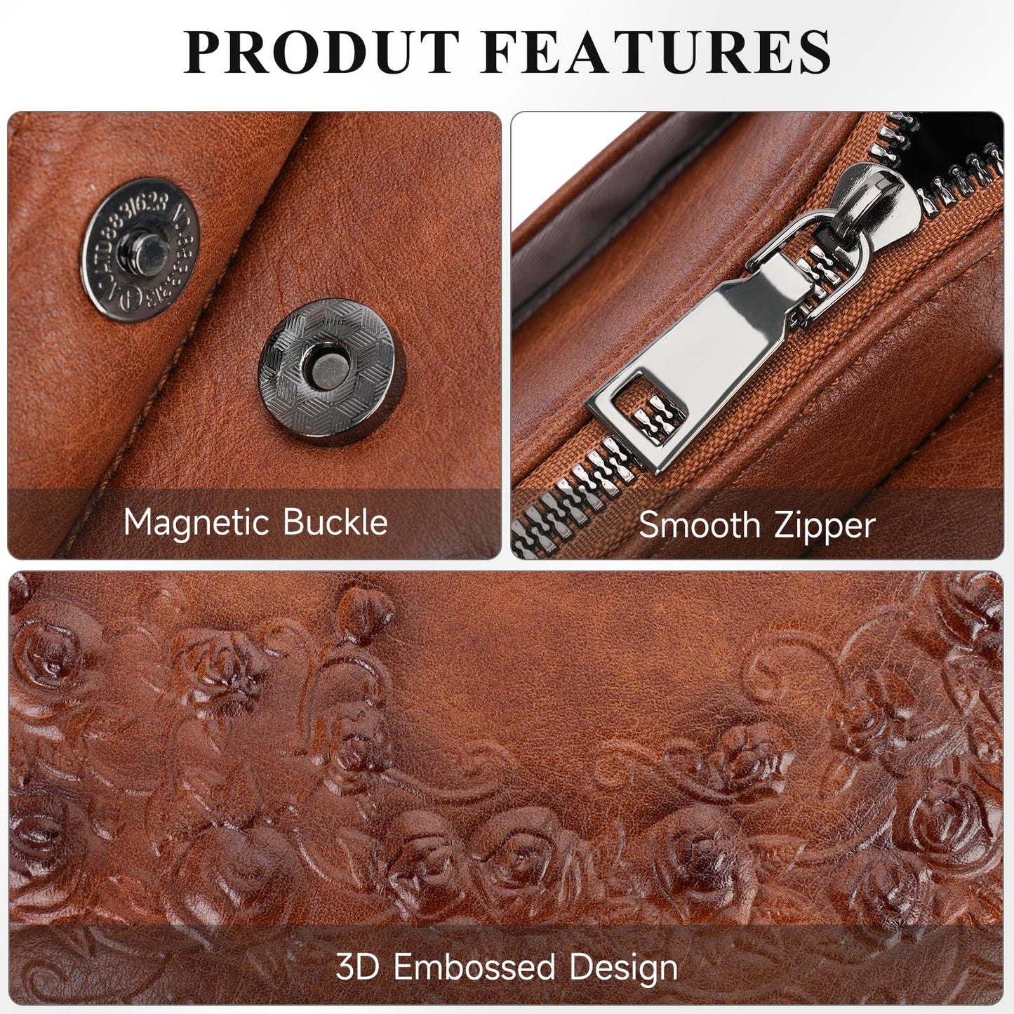 MEITRUE Crossbody Bags for Women Vegan Leather Multi-Pockets Purses Vintage Ladies Small Shoulder Bag