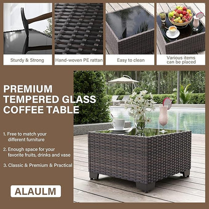 ALAULM 11 Pieces Patio Furniture Set with 2 Swivel Chairs Patio Furniture Outdoor Sectional Sofas with 55000 Gas Fire Pit Patio Conversation Set w/8 Cushions-Grey