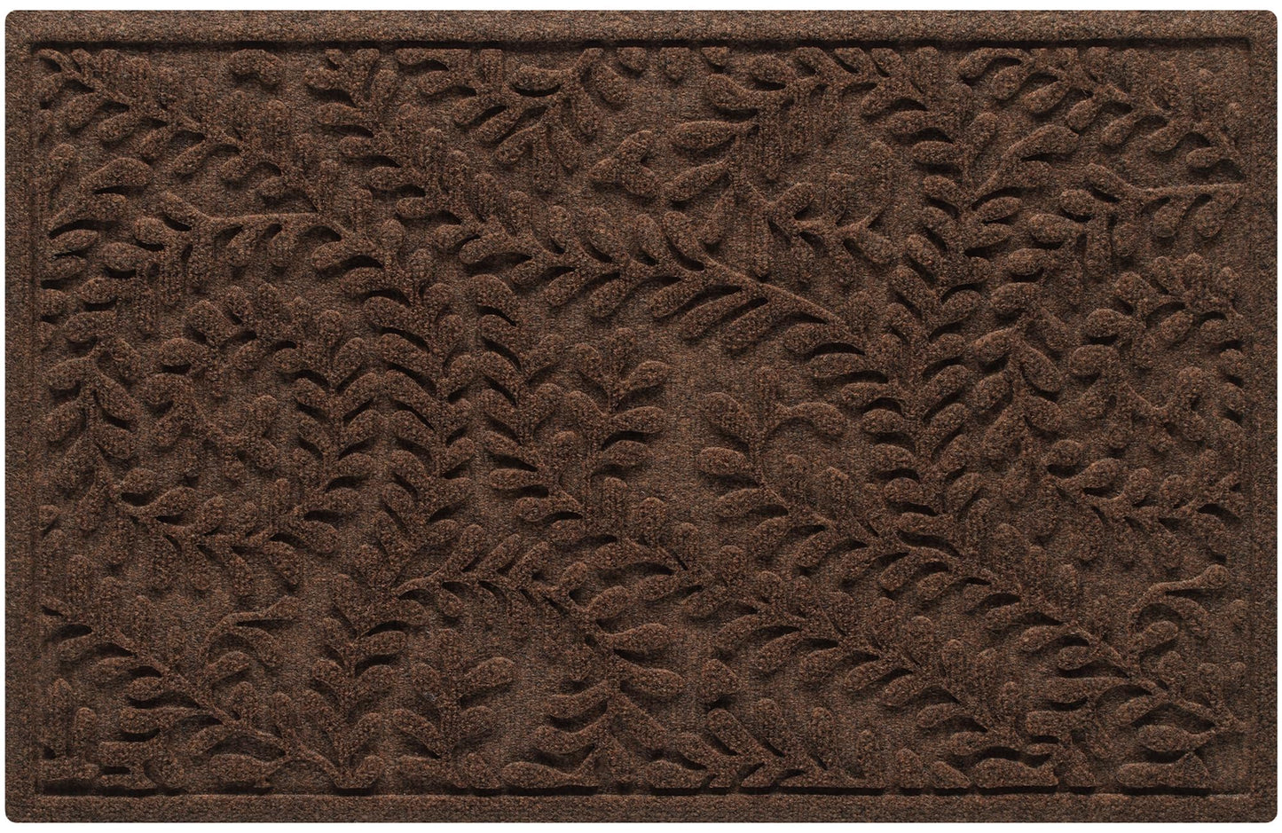 WaterHog Boxwood Front Door Mat Indoor Outdoor Entrance, Absorbent All-Weather Doormat with Non-Slip Rubber Backing, Dirt & Moisture Trapper, Low Profile & Easy Clean, Made in USA, 23"x36" Dark Brown