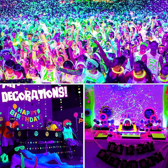 100W Black Lights, 2 Pack LED Blacklight Flood Light with Plug, IP66 Waterproof Black Lights for Glow Party, Glow in The Dark, Stage Lighting, Body Paint, Fluorescent Poster, Neon Glow