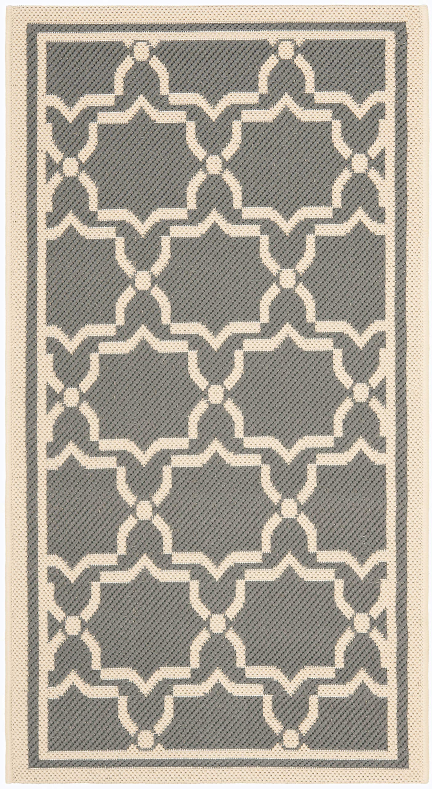 SAFAVIEH Courtyard Collection 2' x 3'7" Anthracite/Beige CY6916 Indoor/ Outdoor Waterproof Easy Cleaning Patio Backyard Mudroom Accent Rug