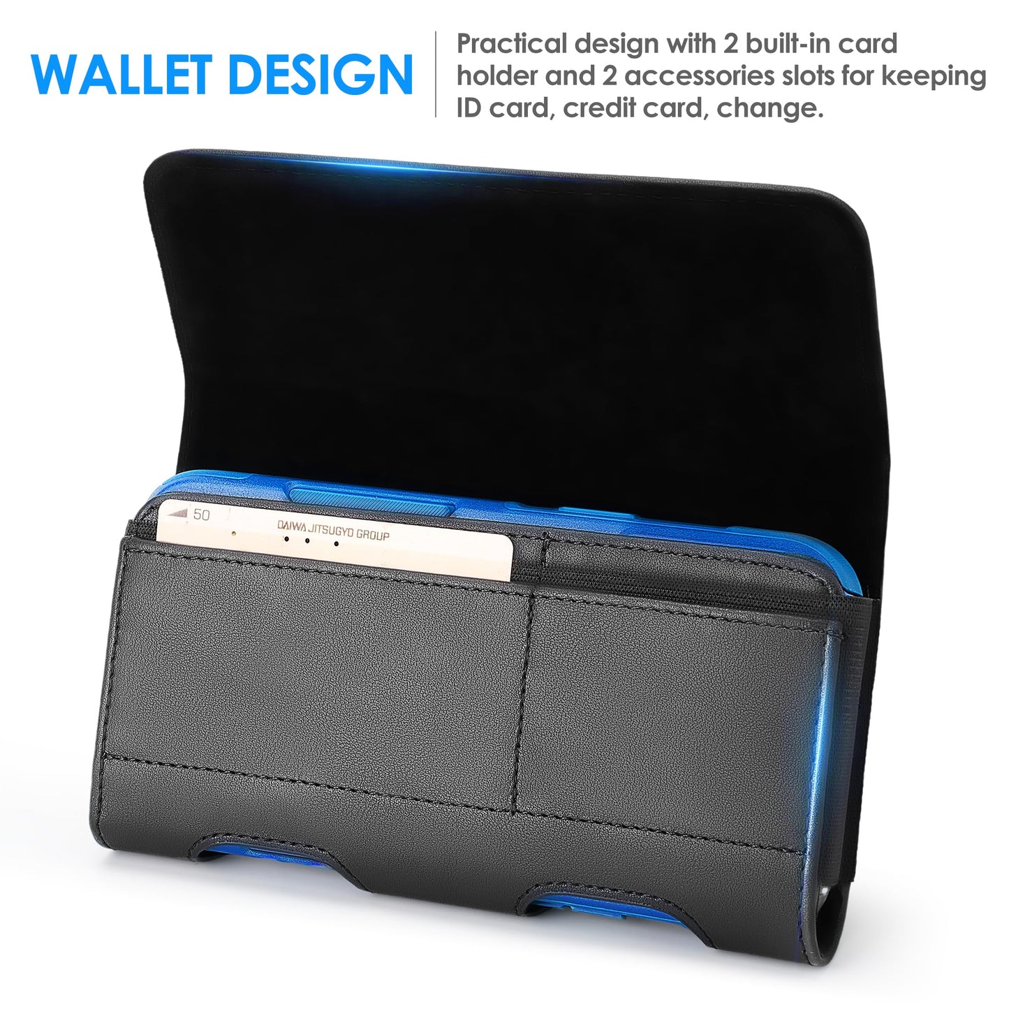Mopaclle Phone Holster for iPhone 17 Pro Max, 17 Air, iPhone 16 Pro Max,15 Pro Max 15 Plus,14 Pro Max 13 Pro Max, 12 Pro Max,Premium Cell Phone Belt Holder for Men with Belt Clip ID Card Holder Pouch