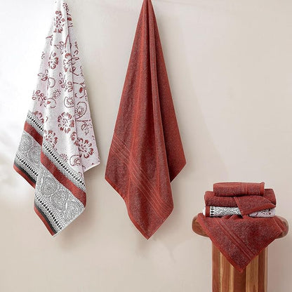 Modern Threads Ophelia 6-Piece 100% Cotton Towel Set – Reversible Yarn Dyed