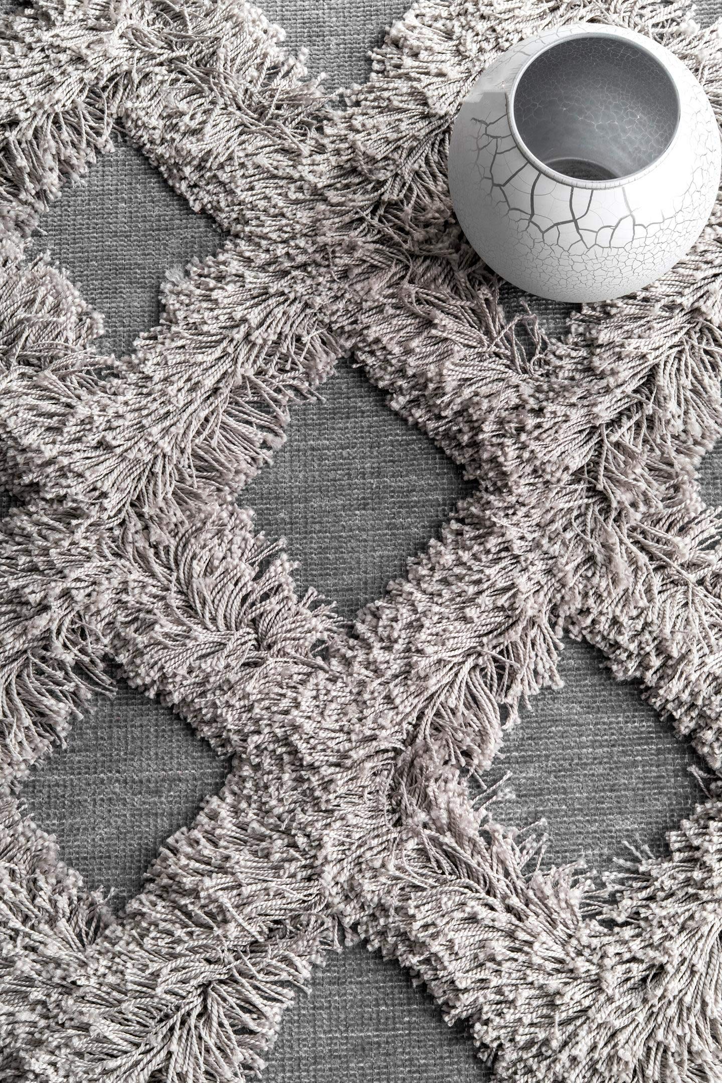 nuLOOM Francene Diamond Trellis Shag Area Rug, 4x6, Silver