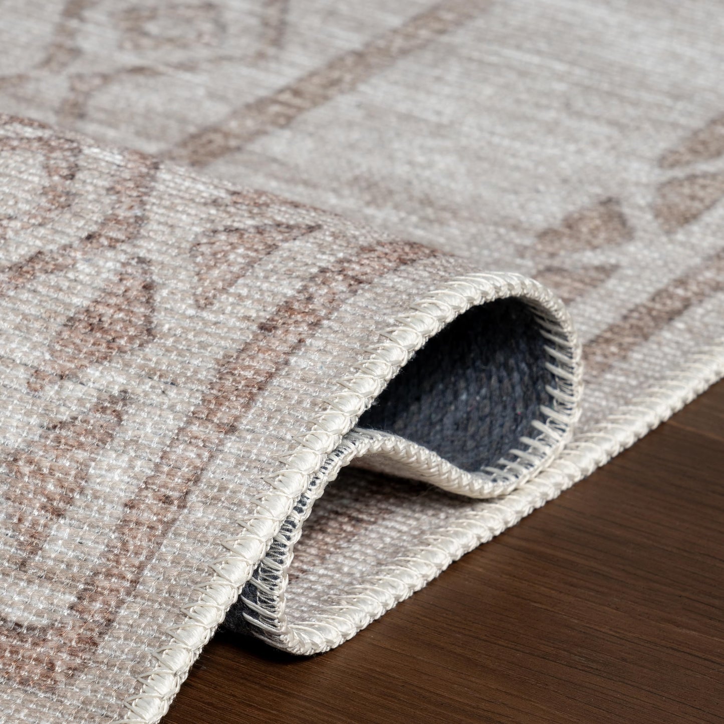 nuLOOM 5' x 8' Green Haven Collection Indoor Area Rug, Recycled Cotton, Machine Washable, Stitched Edging, Flat Woven, Silvana Taupe