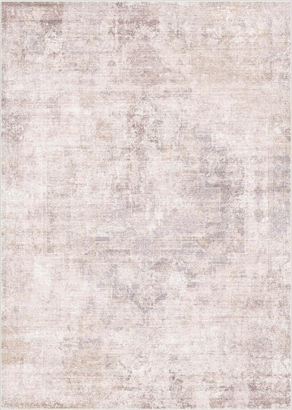 Hazo Haus Modern Pink and Grey 5x7 Area Rugs for Bedroom - Abstract Living Room Rug, for Dining Room Under Table, Washable, Non Slip & Soft, Medallion Distressed Print Pattern