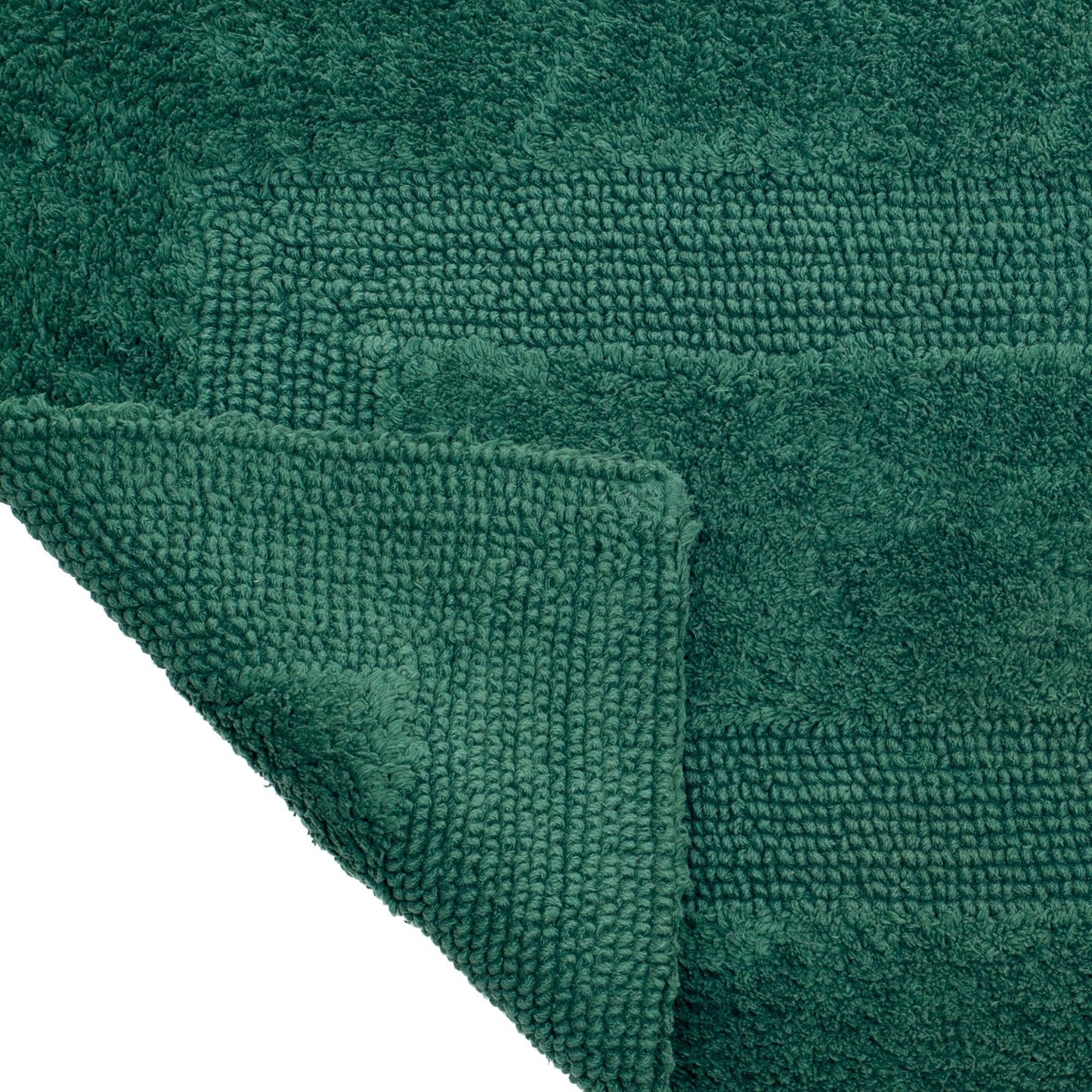 Lavish Home Reversible Long Bath Mat - 60x24-Inch Plush Cotton Bathroom Runner - Machine Washable Bath Mats for Bathroom, Kitchen, or Laundry Room (Green)
