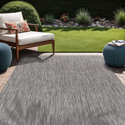 Beverly Rug Indoor Outdoor Rug 9x12, Washable Outside Carpet for Patio, Deck, Porch, Solid Modern Area Rug, Water Resistant, Silver Gray