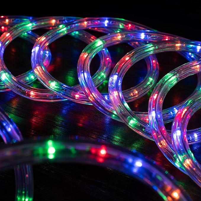 WYZworks 1116LEDs 100ft LED Outside Rope Lights, Outdoor ETL Certified Waterproof Permanent 360 Degree Light Emitting, Flexible Tube, Connectable, Christmas Palm Tree Exterior Landscape, Colorful