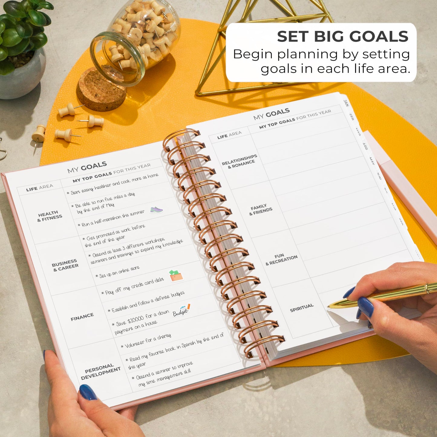 Clever Fox Dated Planner with Tabs 2026 – Weekly & Monthly Spiral Planner with Habit Tracker for Goal Setting & Time Management (Rose Gold)
