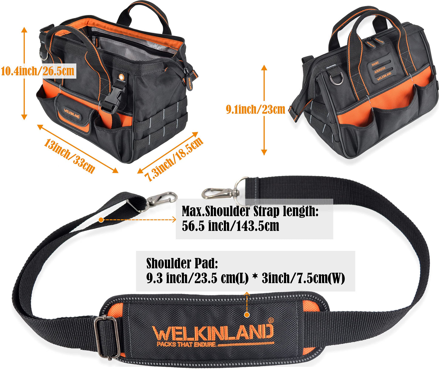 WELKINLAND 13-Inch Small Tool Carrier, Electrician's Organizer, HVAC Tech's Bag, Men's Drill Bag