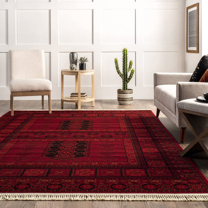 nuLOOM Billie Red/Ivory, 4' x 6', Traditional Oriental, Soft and Cozy, High Traffic, Stain Resistant, Easy Clean, Durable Area Rug for Bedroom, Living Room, Dining Space, Den, Foyer, Entryway