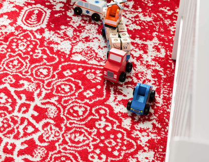 Unique Loom Richmond Collection Area Rug - Medallion (4' 1" x 6' 1" Rectangle, Red/ Ivory)