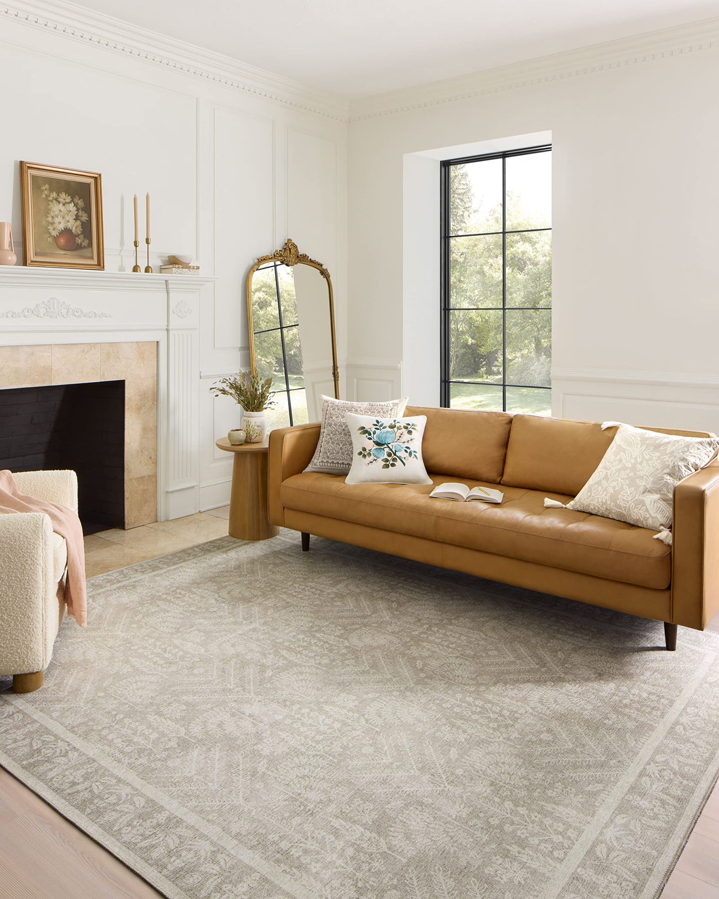 Loloi Rifle Paper Co. Maison Collection MAO-02 Bough Natural 7'-6" x 9'-6", .19" Pile Height, Area Rug