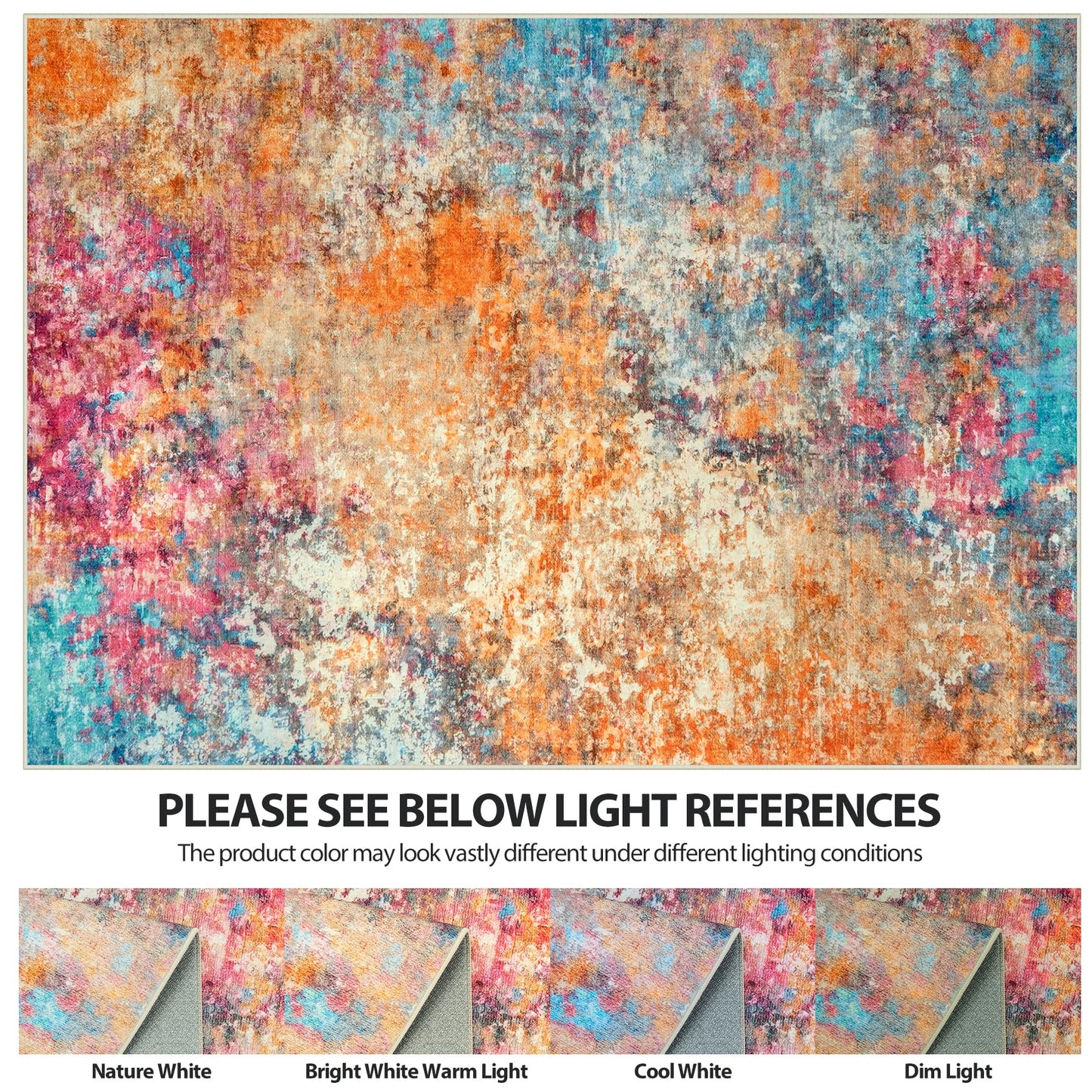 8x10 Area Rugs for Living Room Rug Washable: Abstract Large Rug for Dining Room Bedroom Carpet Non Slip 8 by 10 Indoor Modern Nursery Home Office Colorful