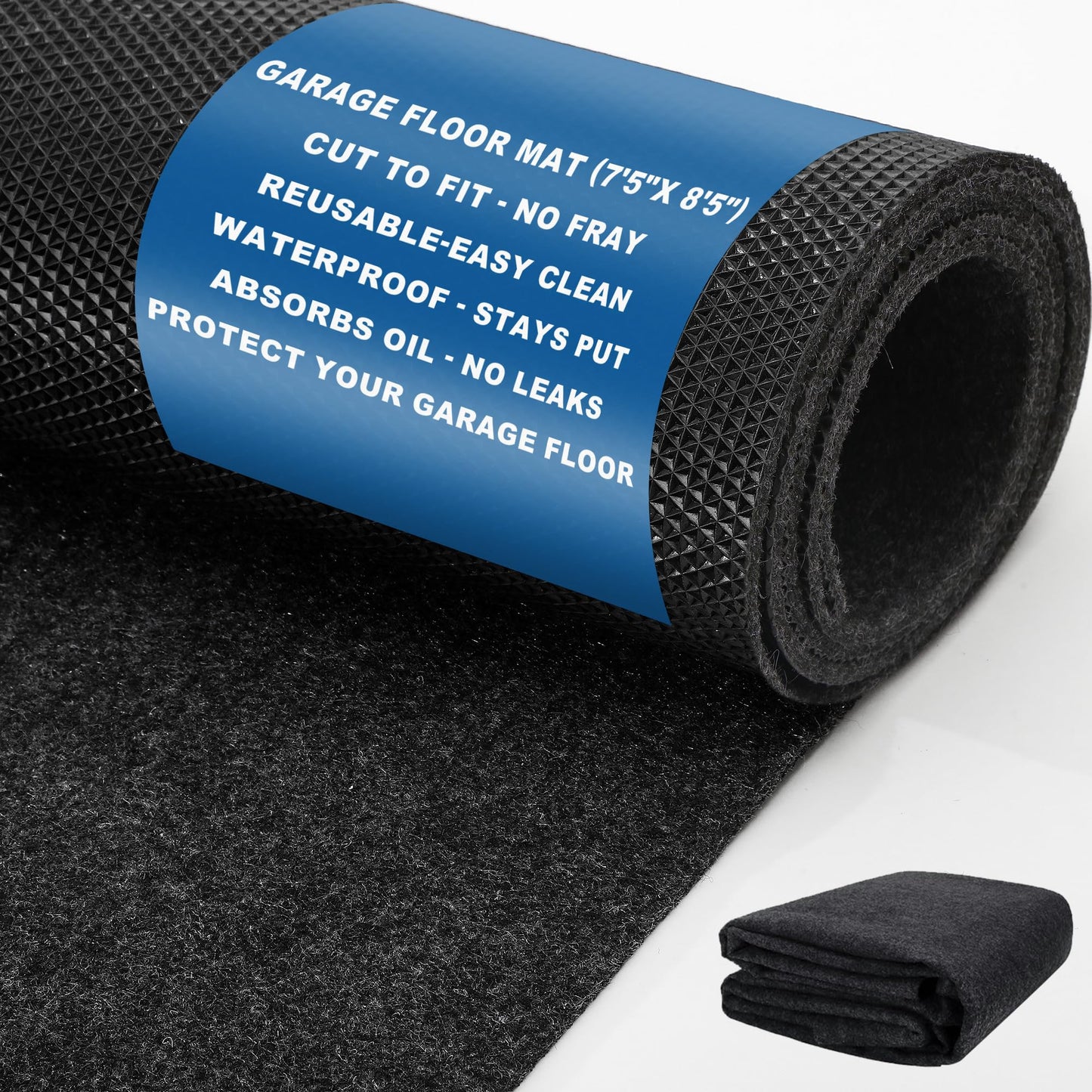 Garage Floor Mats for Under Car 7'5"x 8'5" - Premium Felt + Waterproof Backing Oil Absorbent Non-Slip Reusable Pad for Golf Cart Workshop Small Vehicle Parking Protects Surfaces Transforms Garage