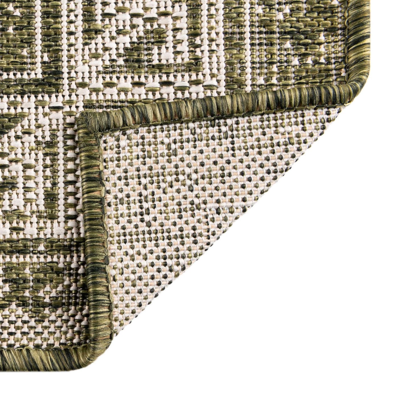 Rugs.com - Outdoor Aztec Rug – 4' 1 x 6' 1 Green Indoor/Outdoor Rug – Weather Resistant Flatweave for Patio, Deck, and Porch