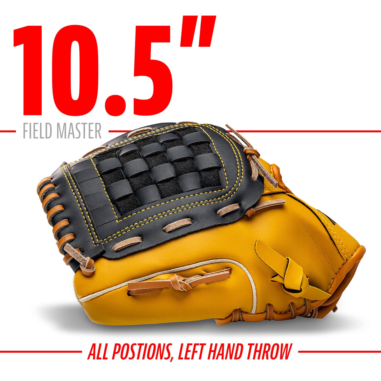 Franklin Sports Field Master Series Baseball Gloves, Left Handed Thrower, 10.5"