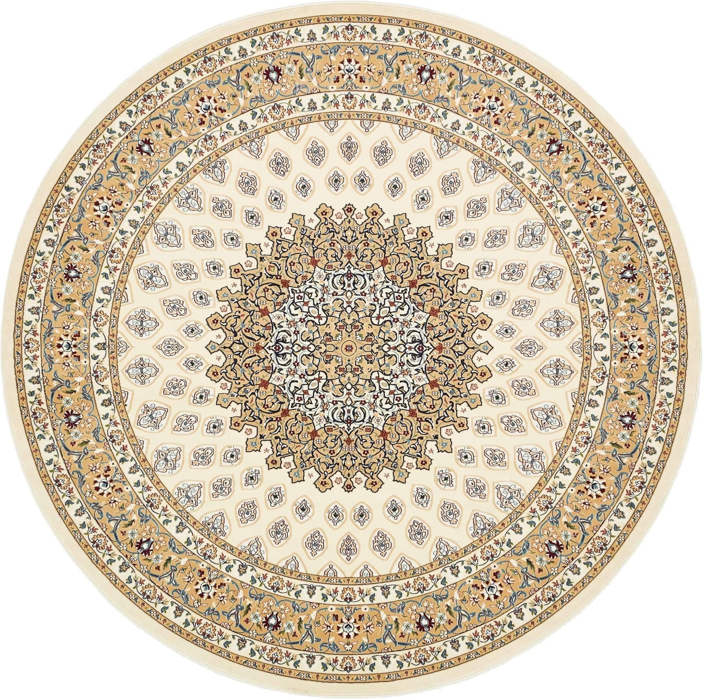 Unique Loom Narenj Collection Classic Traditional Textured Medallion Pattern Design Area Rug, 10' 0" x 10' 0", Ivory/Tan
