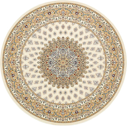 Unique Loom Narenj Collection Classic Traditional Textured Medallion Pattern Design Area Rug, 10' 0" x 10' 0", Ivory/Tan