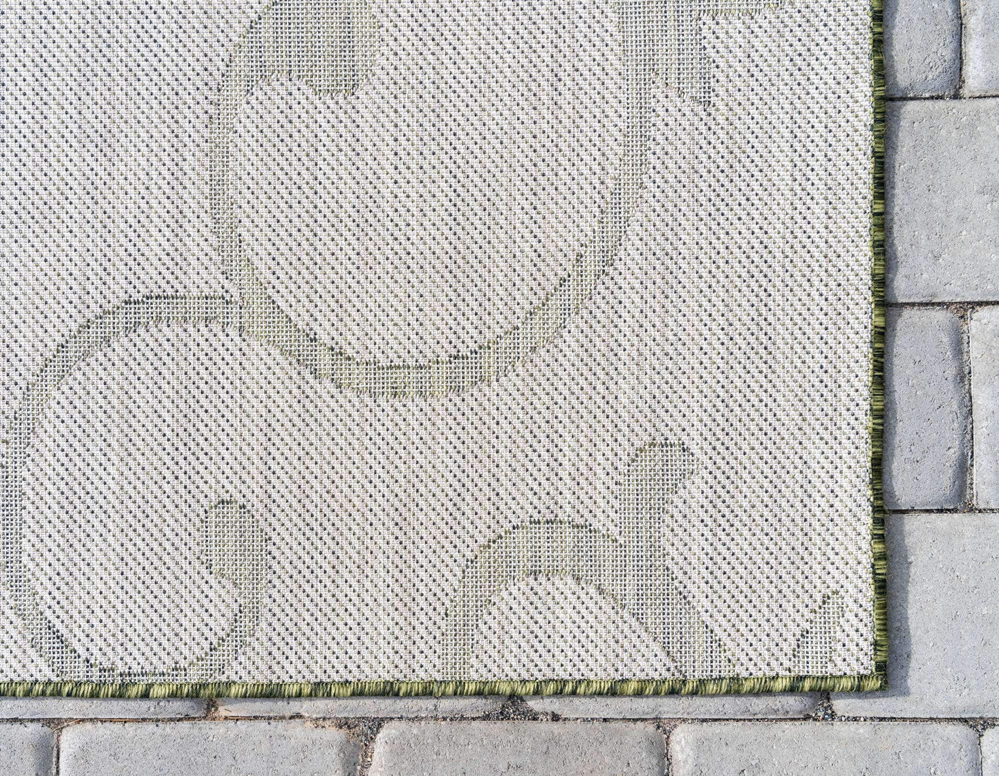 Unique Loom Outdoor Botanical Collection Area Rug - Curl (4' x 6' Rectangle Green/Ivory)