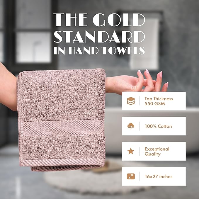 White Classic Pink Hand Towels for Bathroom Cotton Hand Towel Bulk for Gym