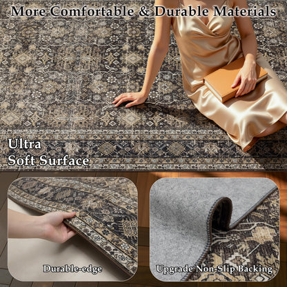 Ruaruarug Area Rug 8'×10', Non Slip Machine Washable Ultra Soft Stain & Fade Resistant, Pet & Kids Friendly, for Living Room/Bedroom/Kitchen/Classroom, Copper