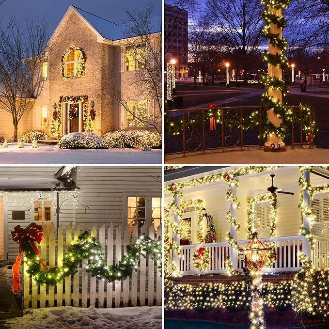 2 Pack Fairy Lights Battery Operated with Remote,Each 40FT 120 LED Copper Wire Twinkle Lights,Timer Waterproof Outdoor 8 Modes Starry String Lights for Party Wedding Christmas Decor(Warm White)