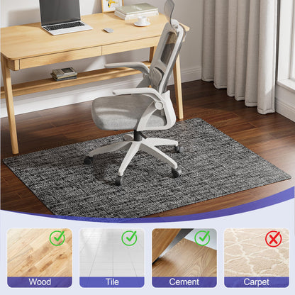 Delamu Office Chair Mat for Hardwood Floor, Non-Slip PVC Woven Computer Desk Chair Mat, 45"×53" Heavy Duty Hard Floor Protector for Rolling Chairs, Black & White, Not for Carpet