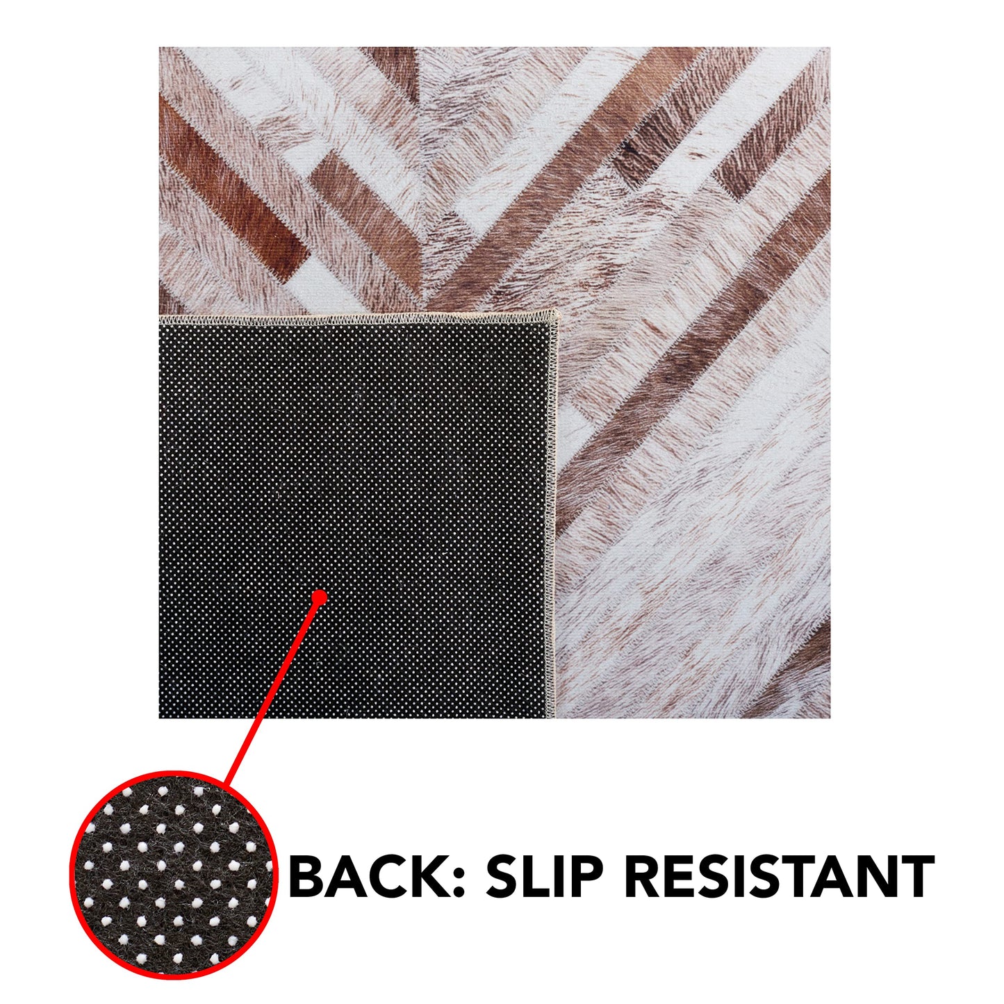 SAFAVIEH Washable Rug Faux Hide Collection - 8' x 10', Beige & Brown, Slip Resistant, Western Rustic Decor, Printed Pattern, Ideal for Living Room, Bedroom, Home Office, Dining Space (FAH526A)