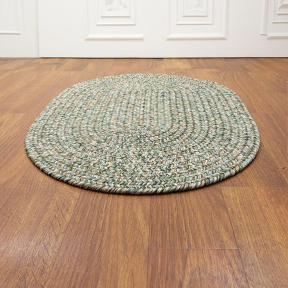 Super Area Rugs Rustic Farmhouse Living Indoor/Outdoor Reversible Braided Rug - Made in USA - Green Mix 2' X 3' Oval