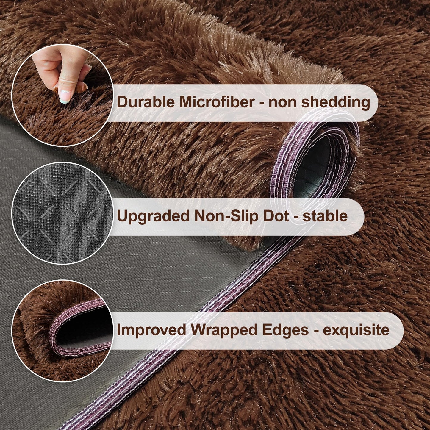 ZJYeRug Brown Rug,2x6 Runner Rug for Bedroom Living Room,Soft Fluffy Soft Plush Washable Plush Small Rugs,Shag Non Slip Fuzzy Carpet,Area Rug for Hallway Dorm Nursery Teen Boys Home Decor Aesthetic