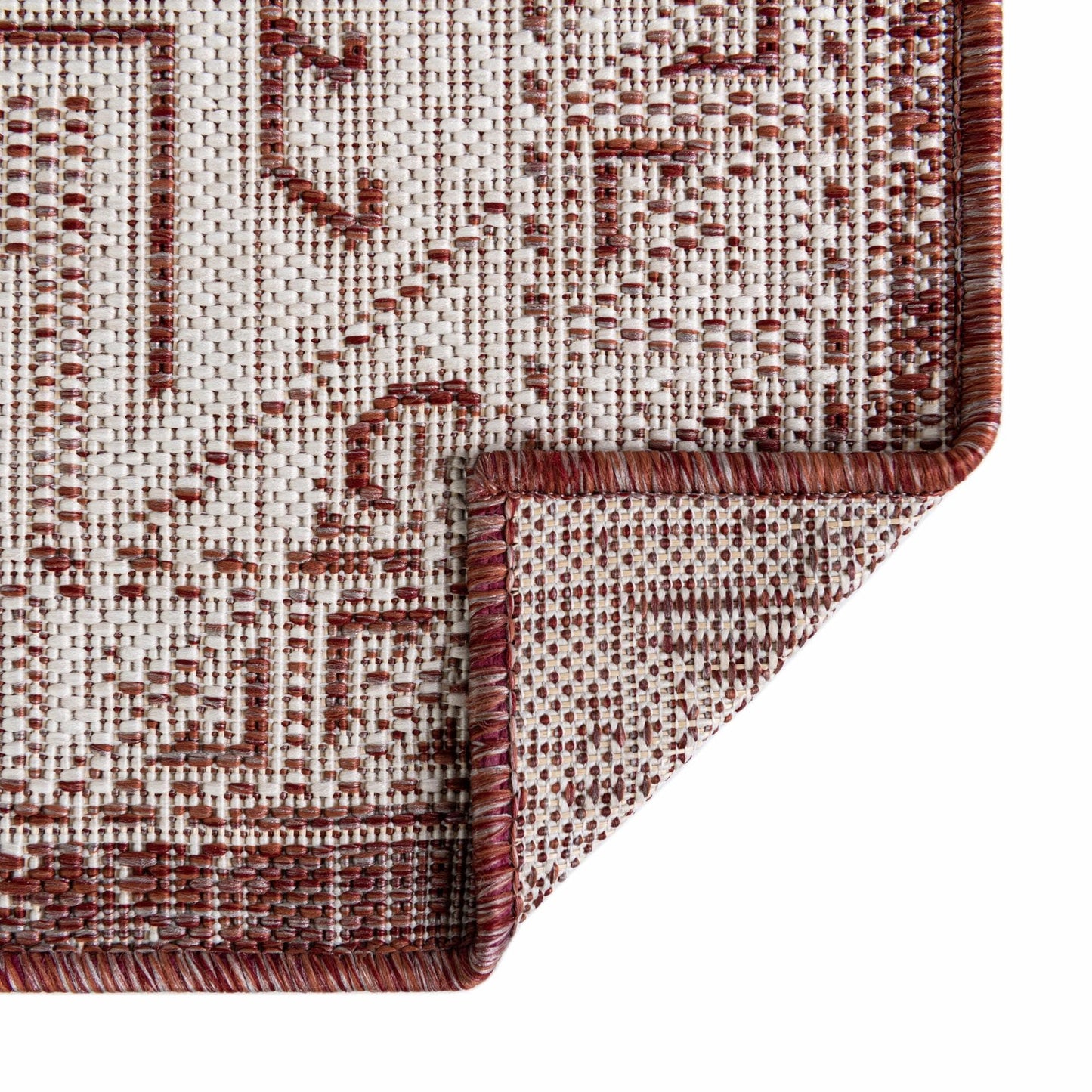 Rugs.com - Outdoor Aztec Rug – 3' 1 x 5' 3 Rust Red Washable Indoor Outdoor Rug – Flatweave Area Rug for Patio, Deck, Porch, and Entryway