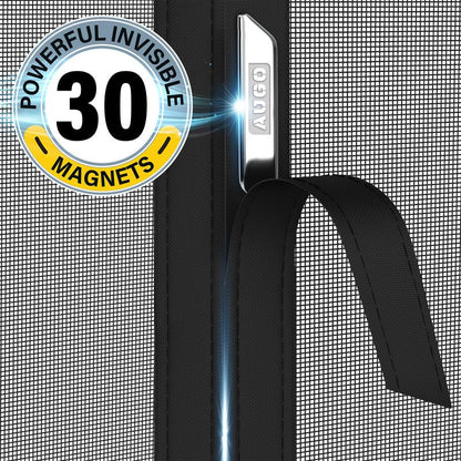 AUGO Garage Door Screen, 2 Car 8x7FT, Fiberglass mesh with Magnetic Closure, Heavy Duty Weighted Bottom, Easy Assembly & Pass, Hands Free Screen Door