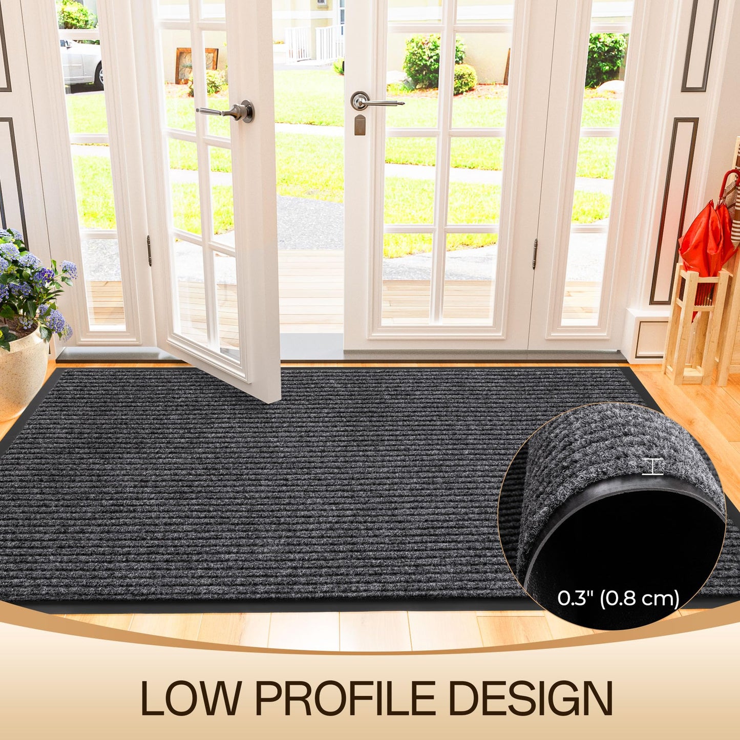 Amyracel Front Door Mat Indoor Outdoor Entrance, 48"x 96" All-Season Waterproof Doormat for Enterway, Heavy Duty Commercial Floor Mat, Fade Resistant, Rubber Back, Low Profile, Easy Clean