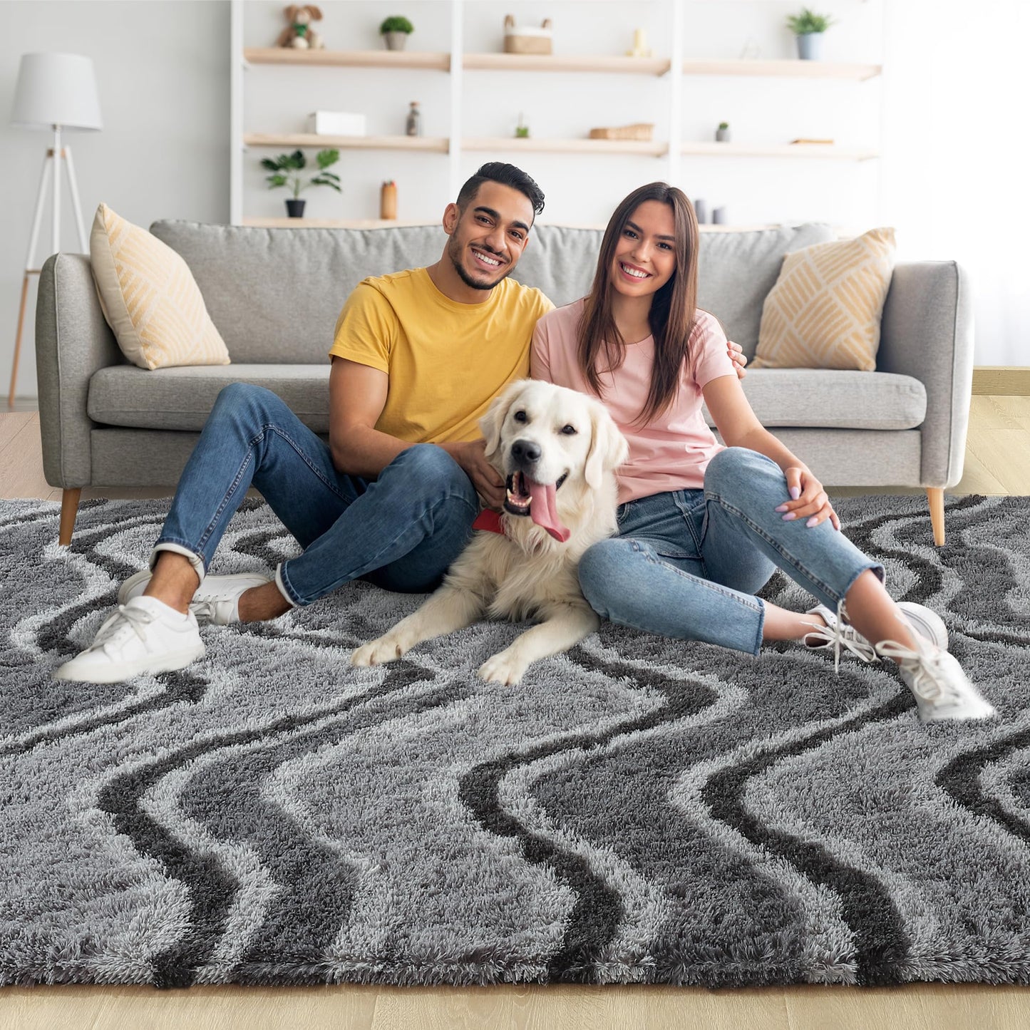 4x6 Grey Area Rug for Bedroom Living Room Dining Room, Fluffy Shag Soft Plush Furry Carpet, Non-Slip Indoor Floor Mat for Kids Home Decor