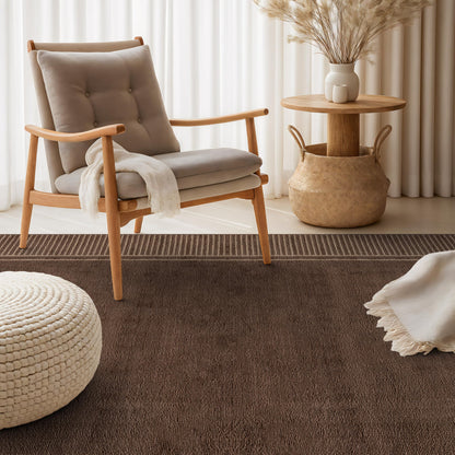 Rugshop Modern Distressed Bordered Indoor Area Rug for Entryway,Bedroom,Kitchen Rug Low Pile Rug with Jute Backing 4' x 6' Brown