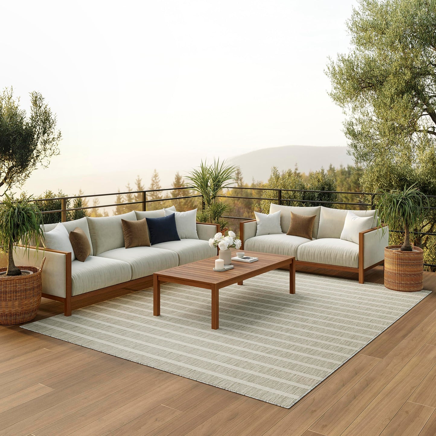 Nourison Home Positano Grey Ivory 7' x 10' Area Rug - Easy Clean, Non Shedding, Bed Room, Living Room, Dining Room, Kitchen (7' x 10')