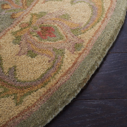 SAFAVIEH Heritage Collection Area Rug - 7'6" x 9'6" Oval, Green & Gold, Handmade Traditional Oriental Wool, Ideal for High Traffic Areas in Living Room, Bedroom (HG811A)