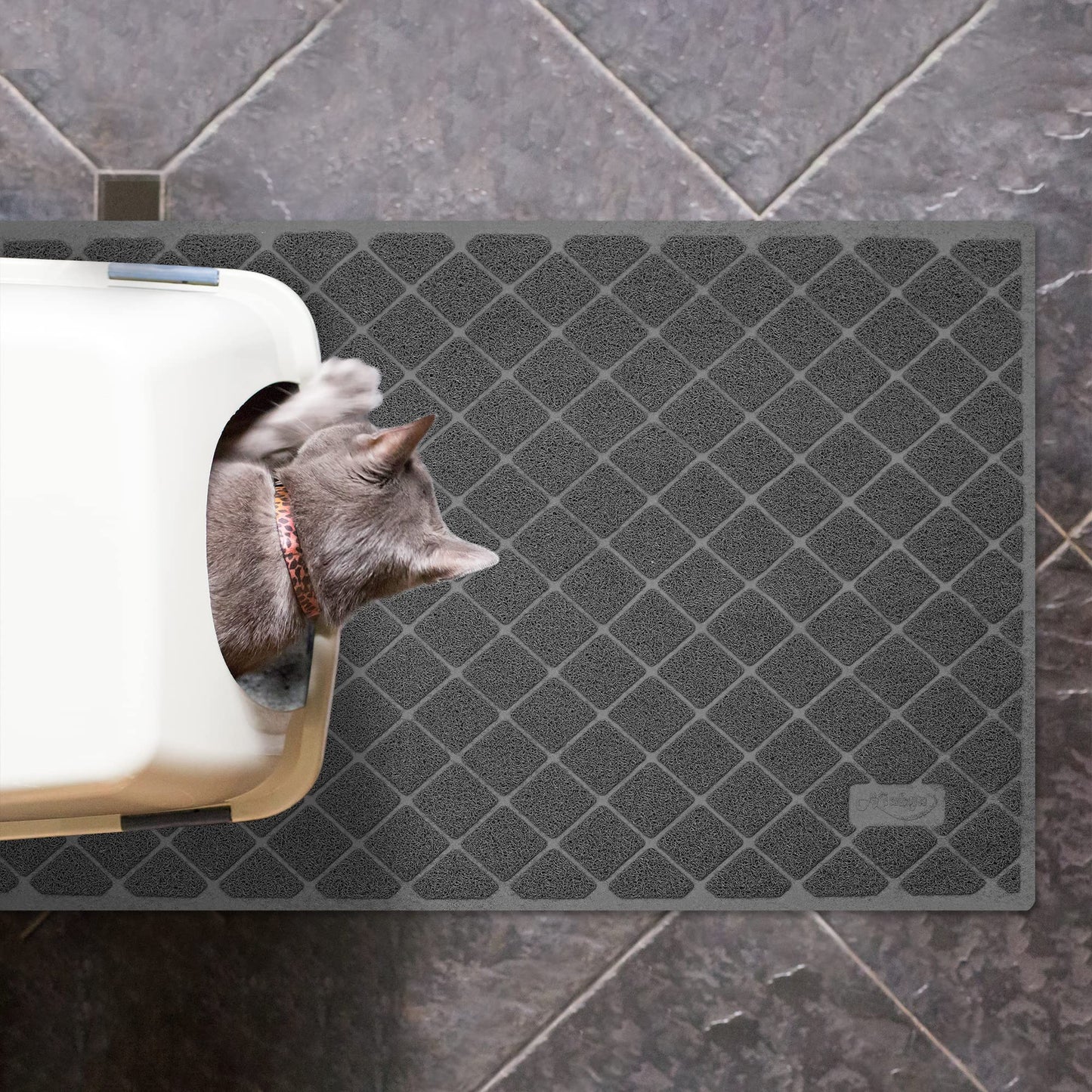 Niubya Premium Cat Litter Mat, 47" Long x 35" Wide, Extra Large Size, Waterproof and Non-Slip Design, Gentle on Paws, Easy to Clean