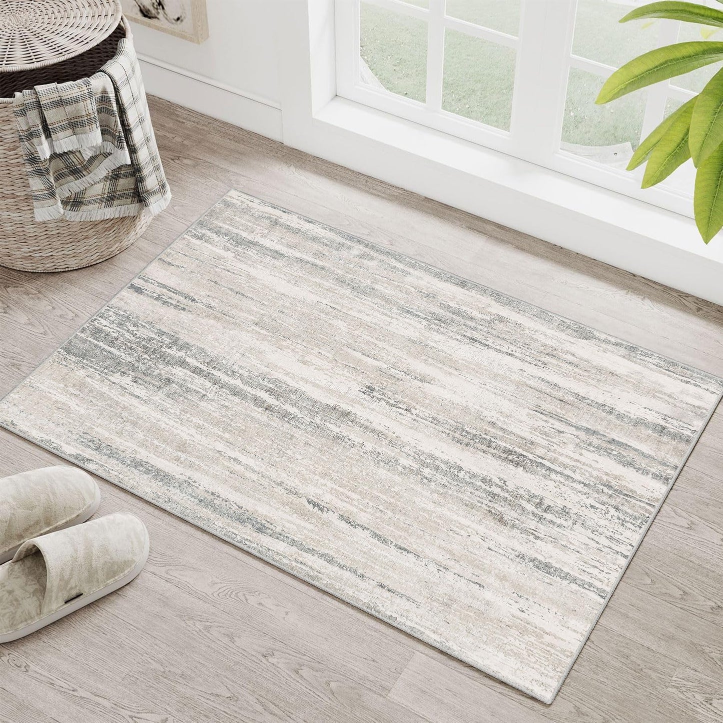 MUJOO Small Rug Washable 2x3 Area Rugs Low Pile Non Slip Modern Abstract