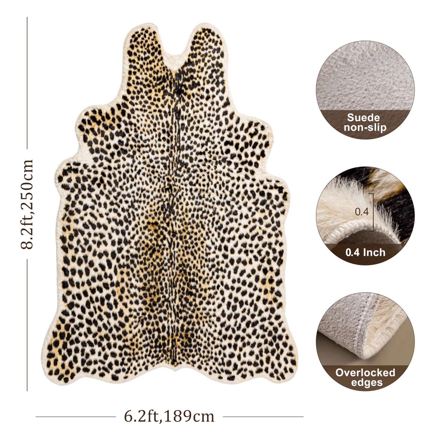 WARM HAVEN Oversized Cheetah Print Rug, Large Leopard Rug 6.2x8.2 Feet Faux Animal Print Skin Cheetah Area Rug for Bedroom Living Room Animal Fur Hide Rustic Antelope Deer Multicolor
