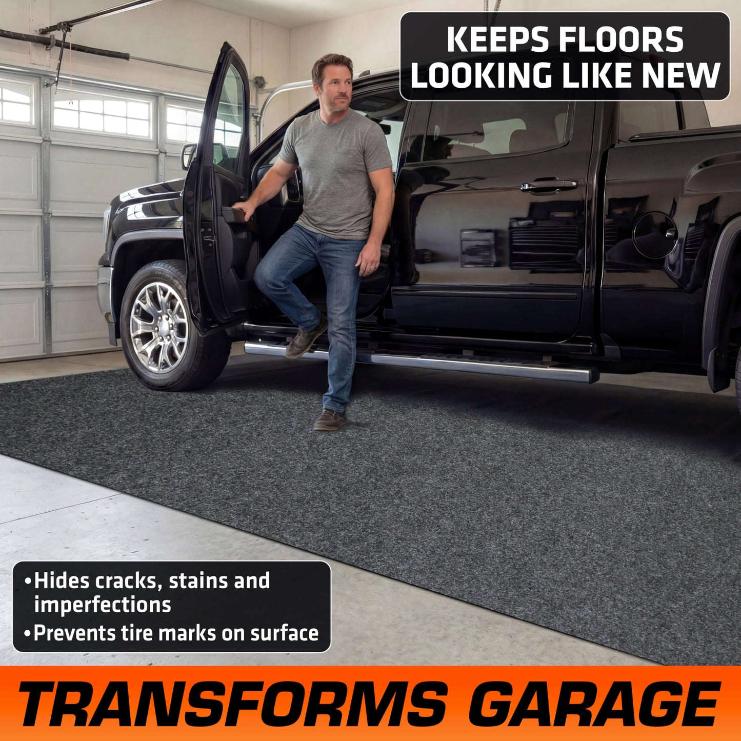 Armor All Garage Floor Mat (17' x 7'4"), Waterproof Garage Flooring, Absorbent, Premium Oil Spill Resistant Garage Pad, Durable, Protects Surfaces (Includes Double Sided Tape) (USA Made)