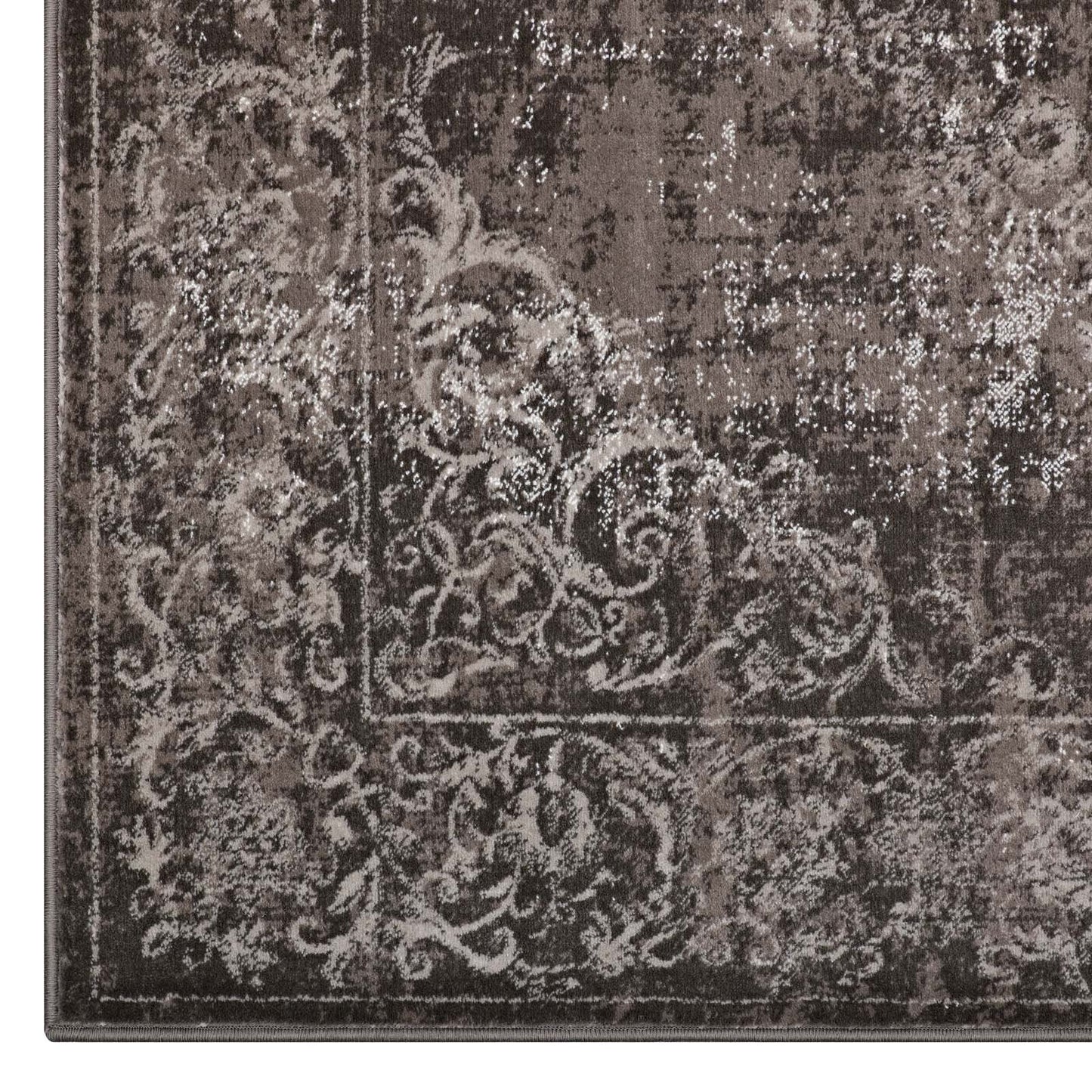 Modway Gamela Rustic Vintage Ornate Floral Medallion 5x8 Area Rug In Antique Light and Dark Brown