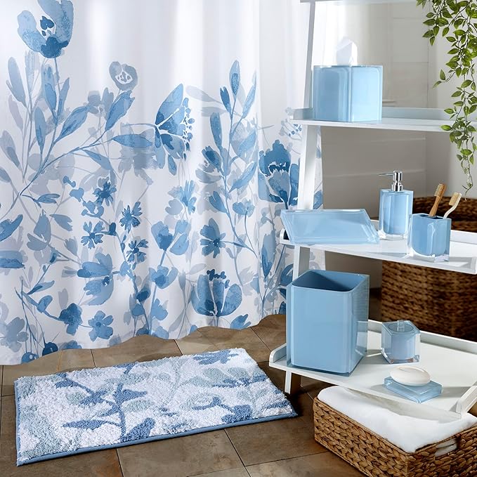 Izod - Shower Curtain, Twill Fabric Curtain, Floral Bathroom Decor, Dorm Room