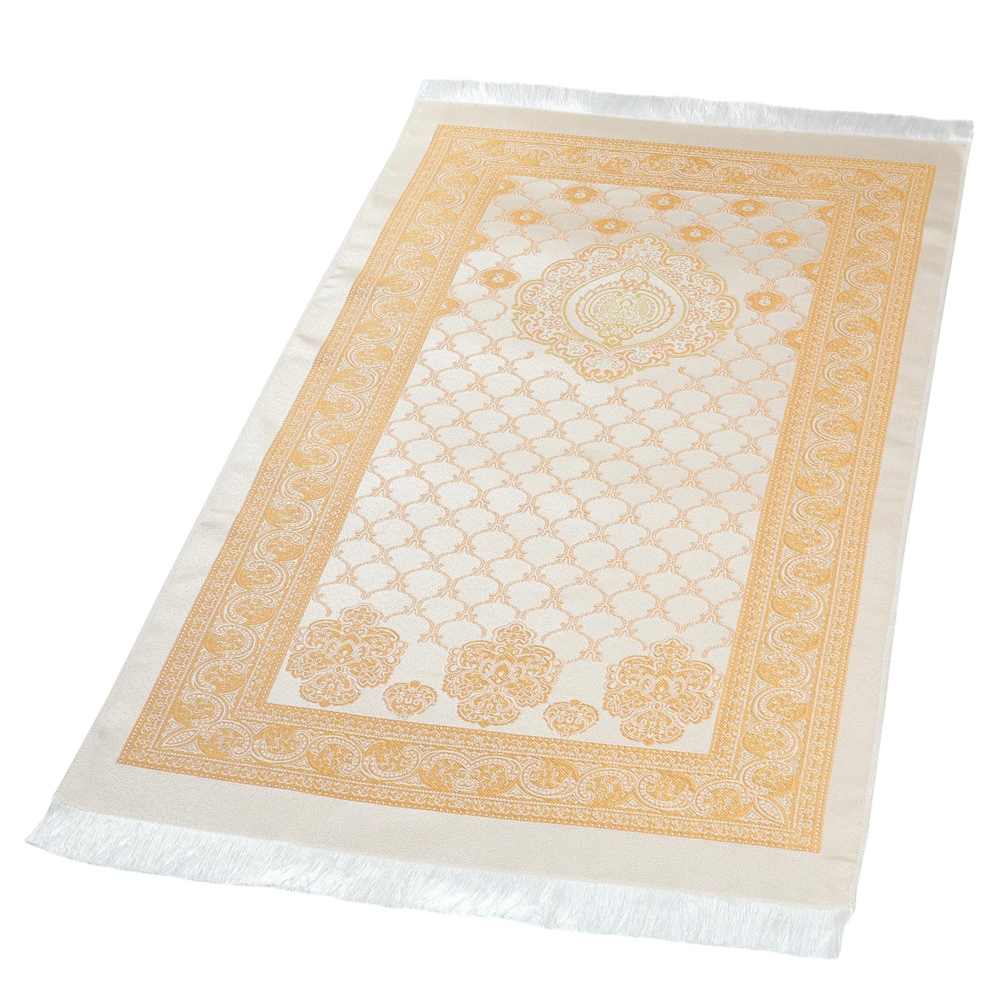 Prayer Rug Muslim Prayer Mat for Kids Men Women - Soft Thin Prayer Carpet Mats Islam for Eid Travel Ramadan, Mubarak Islamic Gifts (Champagne)